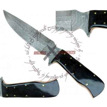 GUERILLA INFANTRY FULL TANG DAMASCUS STEEL ULTRA DUTY BUFFALO HORN KNIFE